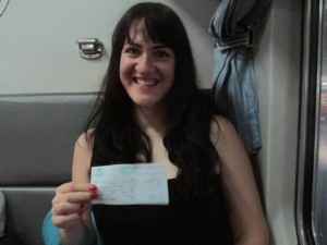 Kristina on overnight train to Chiang Mai