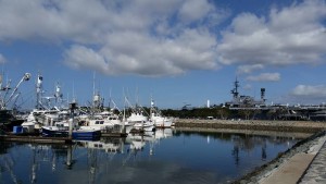 Taking a stroll through Seaport Village along San Diego Bay