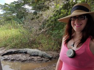 My sister with Osame on the Tarcoles River Cruise